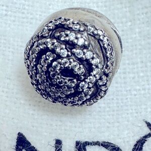 Authentic Pandora Shimmering Rose CLIP Charm Silver
